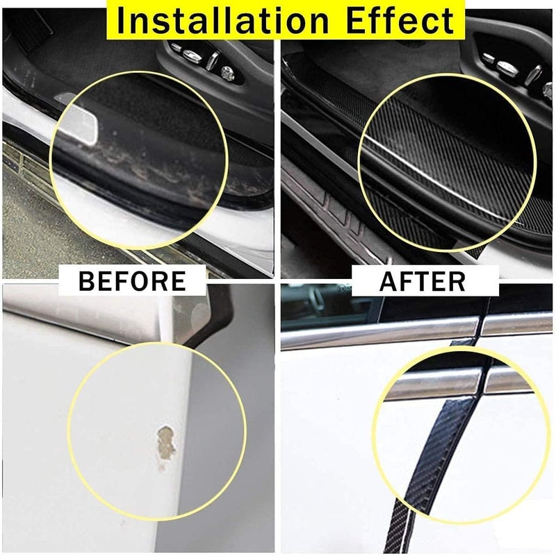 QBUC Car Door Entry Guards Scratch Cover Protector Paint Threshold Guard,Front Rear Door Entry Sill Guard Scuff Plate Rear Bumper Protector Guard for Most Cars,2in9.8ft(5cm3m) Black - Image 2