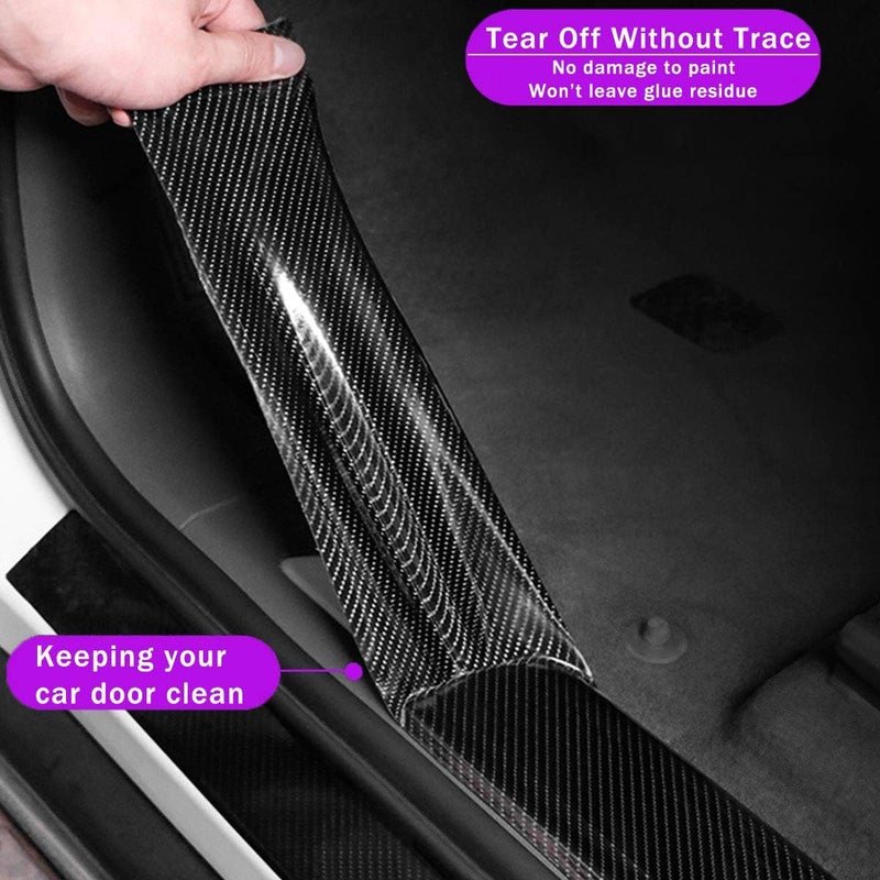 QBUC Car Door Entry Guards Scratch Cover Protector Paint Threshold Guard,Front Rear Door Entry Sill Guard Scuff Plate Rear Bumper Protector Guard for Most Cars,2in9.8ft(5cm3m) Black - Image 4