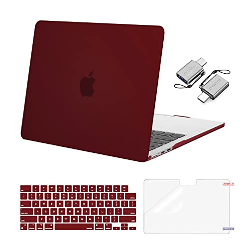 MOSISO Compatible with MacBook Air 13 inch Case M5 2026 M4 2025 M3 M2 20242022 A3449 A3240 A3113 A2681 Hard ShellKeyboard CoverScreen FilmType C for MacBook Air 136 inch Case Burgundy - Image 1