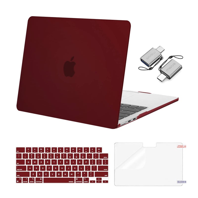 MOSISO Compatible with MacBook Air 13 inch Case M5 2026 M4 2025 M3 M2 20242022 A3449 A3240 A3113 A2681 Hard ShellKeyboard CoverScreen FilmType C for MacBook Air 136 inch Case Burgundy - Image 2
