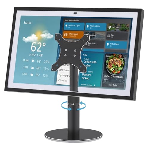 Almoz Desk Stand for Echo Show 21, Echo Show 15 (All Generations), Raises Up to 9.5" from Desk, Tilt and Swivel Mount for Alexa Echo Show 21, No Tools Required, Stable Centered Rod Design (UP-Blcak) - Image 1