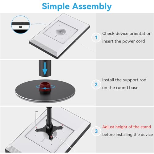 Almoz Desk Stand for Echo Show 21, Echo Show 15 (All Generations), Raises Up to 9.5" from Desk, Tilt and Swivel Mount for Alexa Echo Show 21, No Tools Required, Stable Centered Rod Design (UP-Blcak) - Image 4