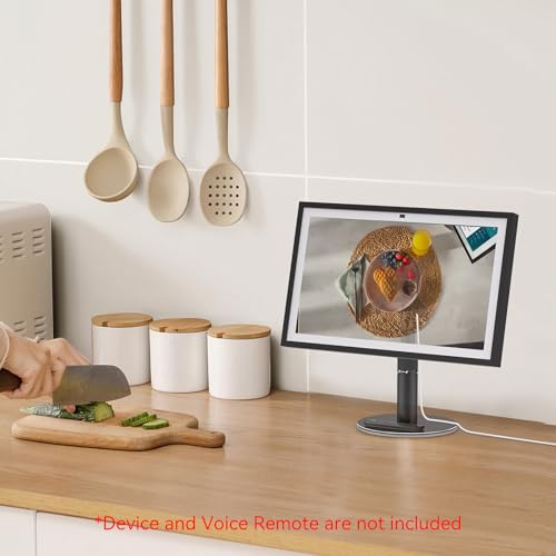 Almoz Desk Stand for Echo Show 21, Echo Show 15 (All Generations), Raises Up to 9.5" from Desk, Tilt and Swivel Mount for Alexa Echo Show 21, No Tools Required, Stable Centered Rod Design (UP-Blcak) - Image 5
