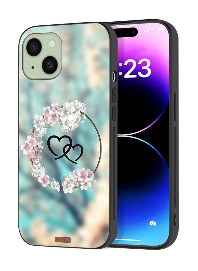Tolwak Apple iPhone 15 Plus Protective Case Cover Hearts In Ring Art - Image 1