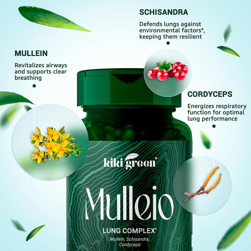 KIKI Green Mulleio Lung Health Capsules Vegan Herbal Supplement for Cleanse Better Function Respiratory Support  Mullein Cordyceps Schisandra  90 Count for Daily Use - Image 5