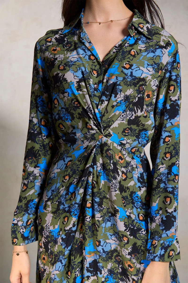 فيرجيو Viscose Draped Workwear  Shirts Dresses for Women