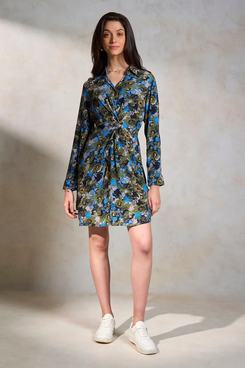 فيرجيو Viscose Draped Workwear  Shirts Dresses for Women