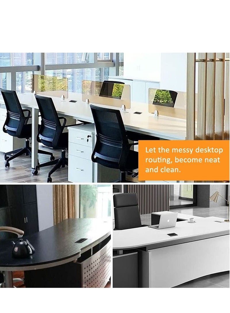 Cable Grommet  6PCS Computer Desktop Decorative Grommet Plastic with Brush Tidies for Home and Office Table Surface Port Hole Covers (Size: 8 * 8cm) - Image 4