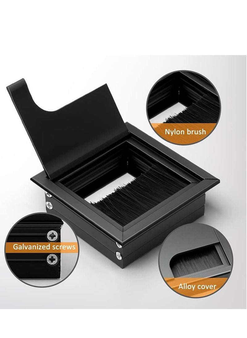 Cable Grommet  6PCS Computer Desktop Decorative Grommet Plastic with Brush Tidies for Home and Office Table Surface Port Hole Covers (Size: 8 * 8cm) - Image 2