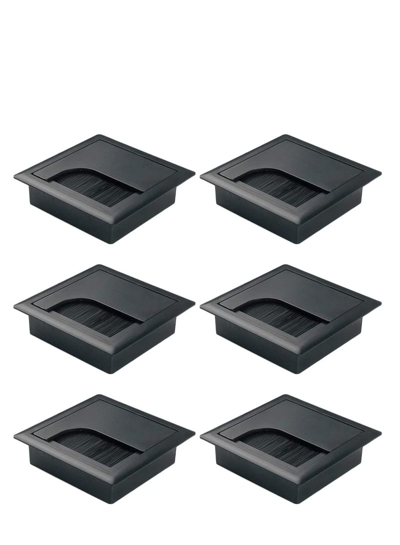 Cable Grommet  6PCS Computer Desktop Decorative Grommet Plastic with Brush Tidies for Home and Office Table Surface Port Hole Covers (Size: 8 * 8cm) - Image 1