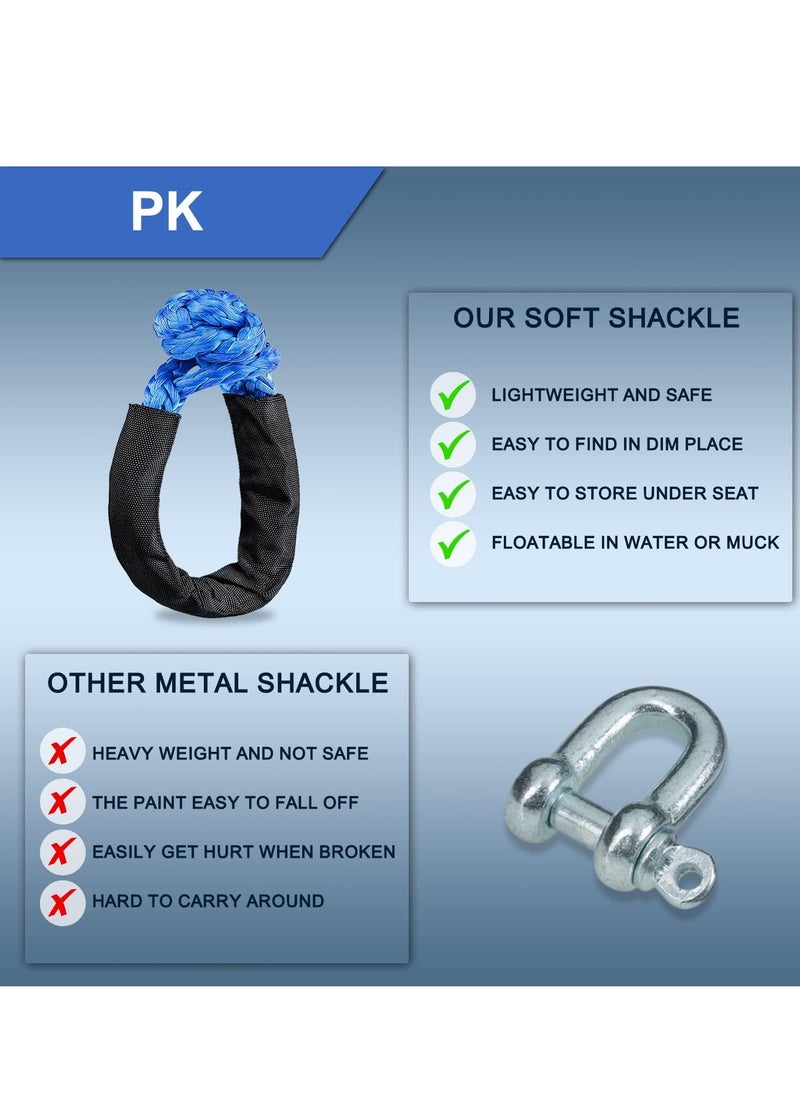 Generic Synthetic Soft Shackle Rope 1/2 Inch X 22 Inch (38,000lbs Breaking Strength) Soft Shackle Recovery Rope for Sailing SUV ATV 4X4 Truck Jeep Recovery Climbing Towing (Blue, 2-Pack)  - Image 4