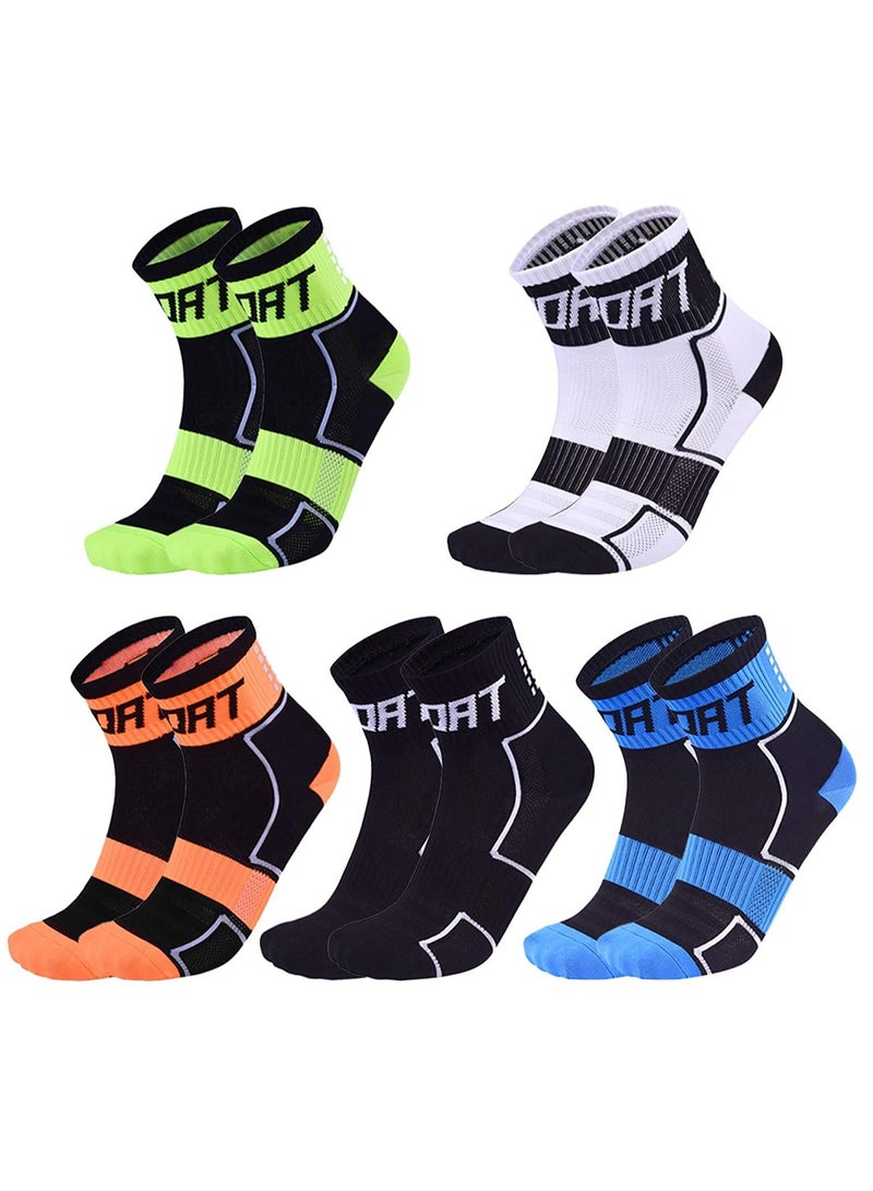 KASTWAVE 5 Pack Sports Cycling Socks Colorful Anti Smell Ankle Athletic Socks for Running Hiking, Tennis, Workouts and Fitness Training, Anti-blister with Reflective Strips - Image 1