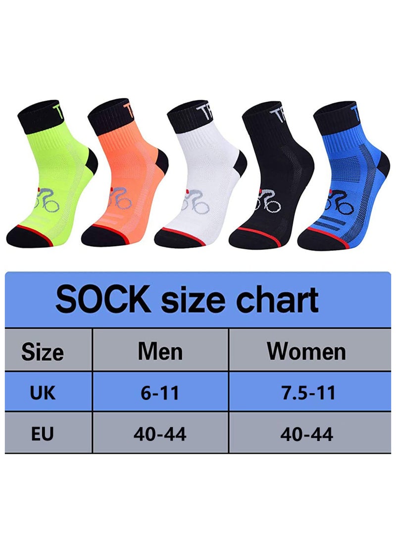 KASTWAVE 5 Pack Sports Cycling Socks Colorful Anti Smell Ankle Athletic Socks for Running Hiking, Tennis, Workouts and Fitness Training, Anti-blister with Reflective Strips - Image 2