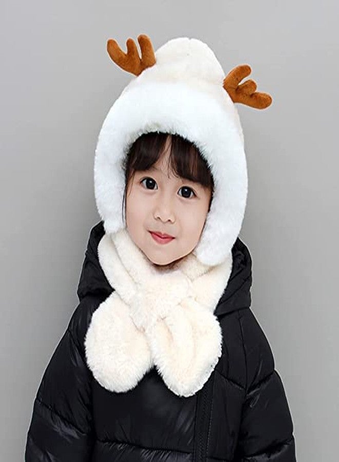 KETKAR Boy's & Girl's Winter Warm Faux Fur Animal Balaclava Hat Full Cover Earflap Hood Cap_3-8 Years(Pack of 01,White) - Image 5