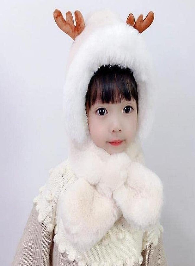 KETKAR Boy's & Girl's Winter Warm Faux Fur Animal Balaclava Hat Full Cover Earflap Hood Cap_3-8 Years(Pack of 01,White) - Image 3