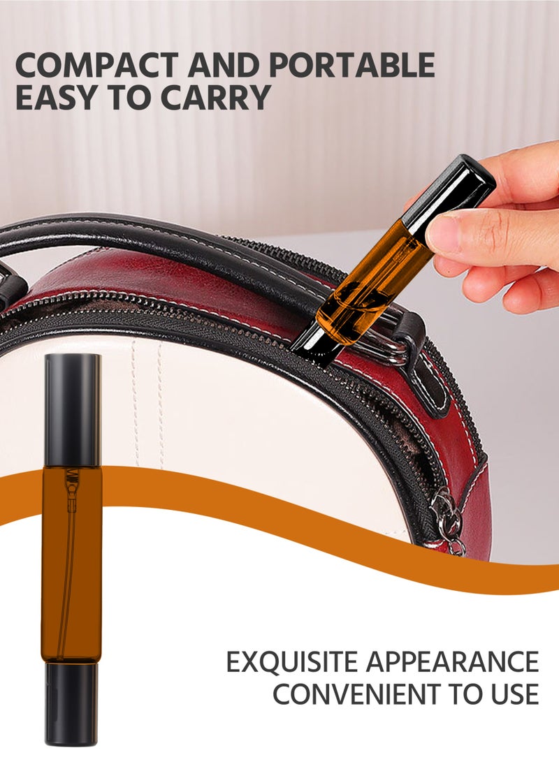 عبوة مكونة من 4 زجاجات عطر سفر برأس مزدوج، زجاجات تحجب الضوء، مع تأثير حجب الضوء، زجاجات بنية بأغطية سوداء - Image 3