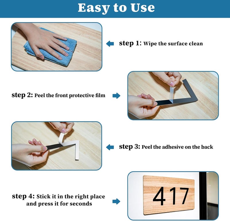 Mearar 5 Inch House Numbers, Self-adhesive House Number Acrylic Modern House Numbers for Outside Black Mailbox Numbers Address Home Number for House Apartments Office Hotel Room Easy to Install (3) - Image 4