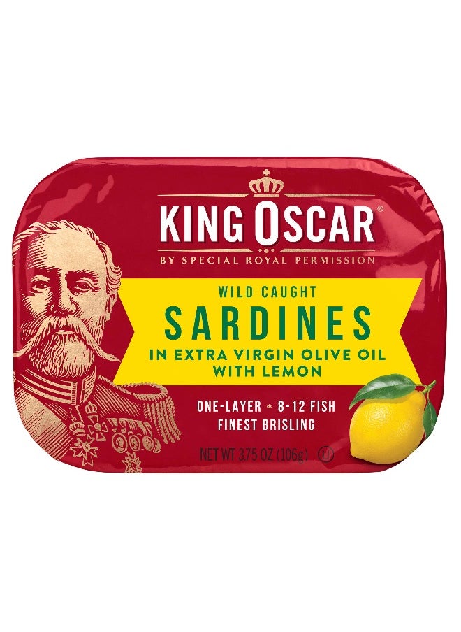 KING OSCAR King Oscar, Wild Caught Sardines In Extra Virgin Olive Oil, With Lemon, 3.75 oz (106 g)  - Image 1