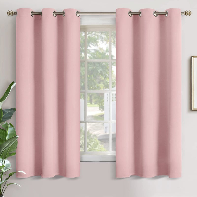 YoungsTex Light Pink Blackout Curtains 63 Inches Long for Kids Bedroom - Thermal Insulated Window Drapes with Grommet Room Darkening Privacy for Girl Living Room, 2 Panels, 42 x 63 Inch - Image 1