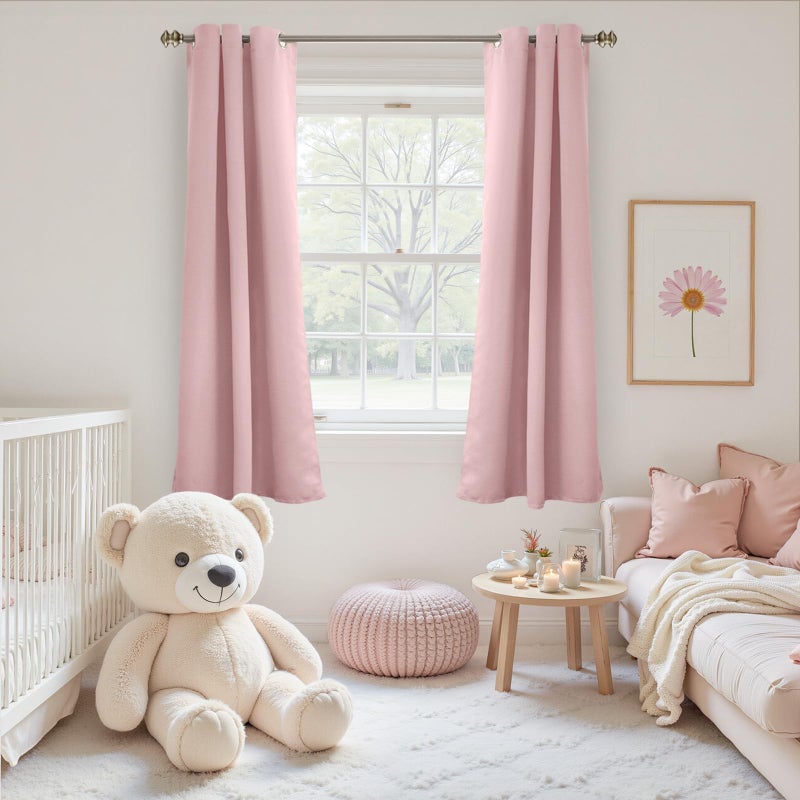 YoungsTex Light Pink Blackout Curtains 63 Inches Long for Kids Bedroom - Thermal Insulated Window Drapes with Grommet Room Darkening Privacy for Girl Living Room, 2 Panels, 42 x 63 Inch - Image 3