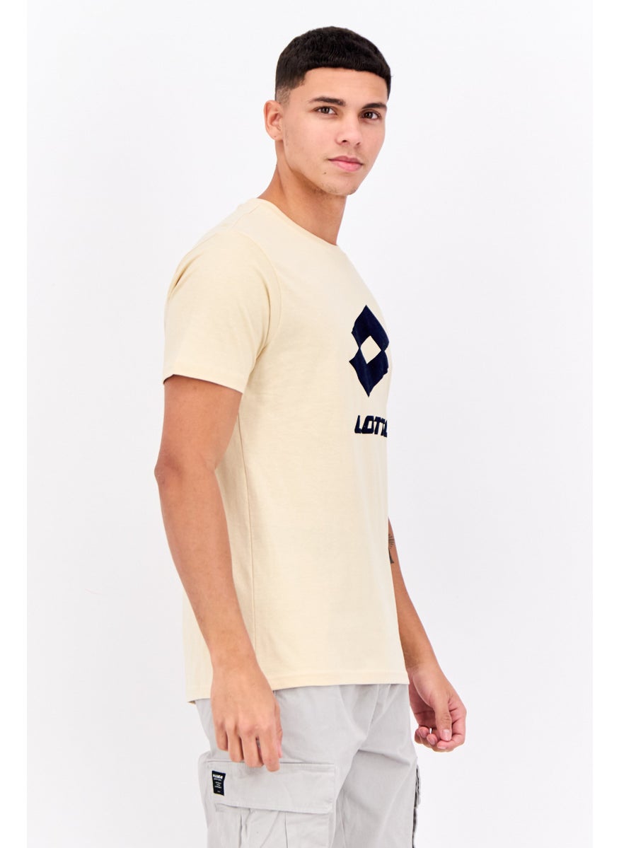 LOTTO Men Sportswear Fit Short Sleeves Brand Logo T-shirt, Beige  - Image 2