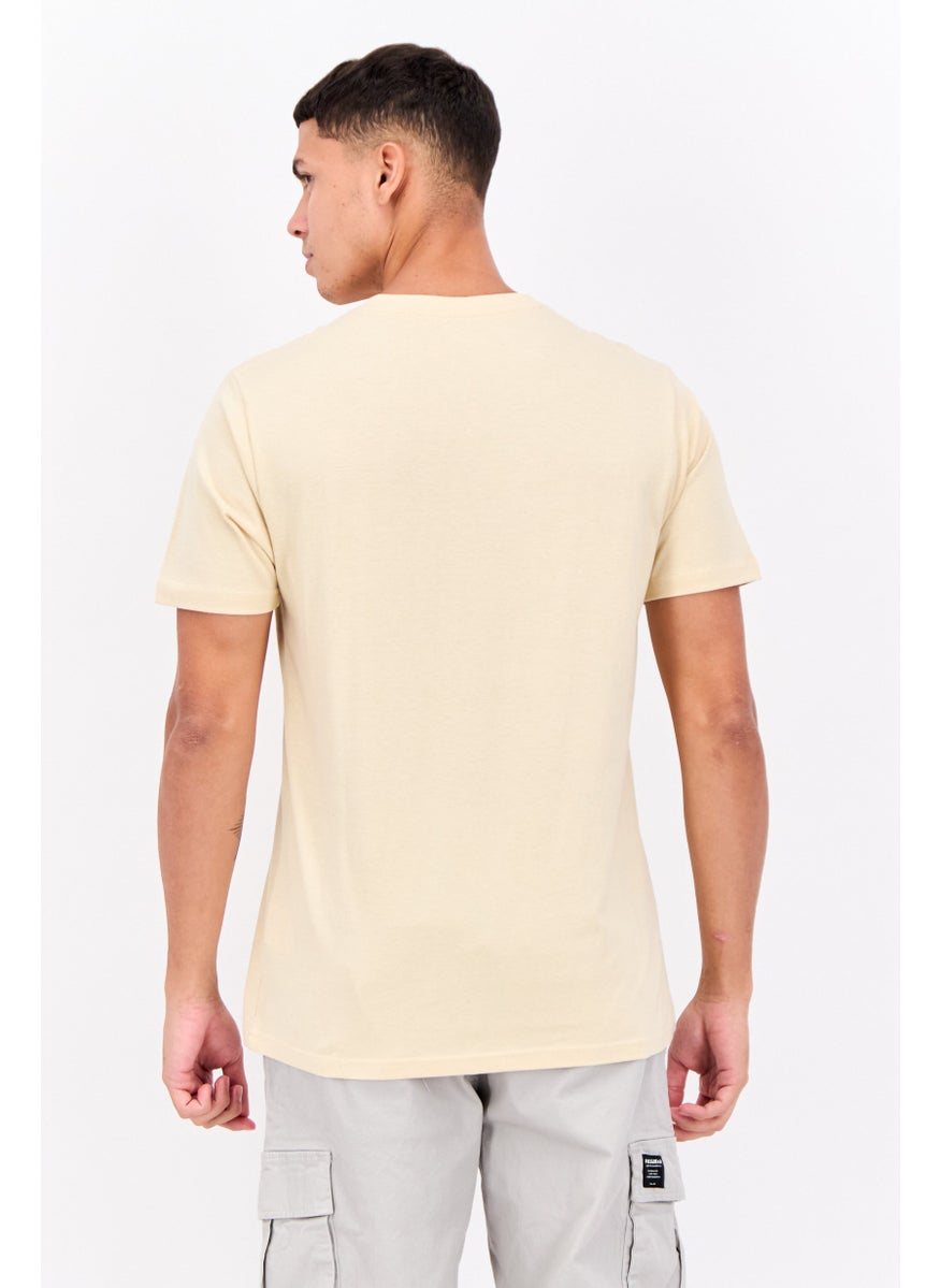LOTTO Men Sportswear Fit Short Sleeves Brand Logo T-shirt, Beige  - Image 3