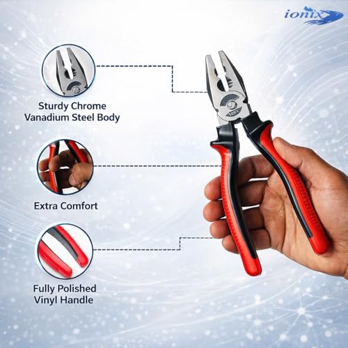 IONIX Plier & Wire cutter Combo | Cutting player | Cutting plier | pliers for home, Player tools, Plier for electrical work, Wire cutter and combination plier, 2 Pieces, Red - Image 3