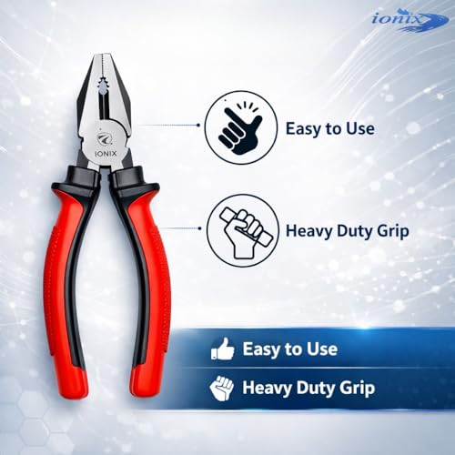 IONIX Plier & Wire cutter Combo | Cutting player | Cutting plier | pliers for home, Player tools, Plier for electrical work, Wire cutter and combination plier, 2 Pieces, Red - Image 5