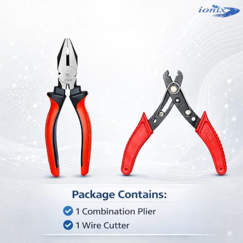 IONIX Plier & Wire cutter Combo | Cutting player | Cutting plier | pliers for home, Player tools, Plier for electrical work, Wire cutter and combination plier, 2 Pieces, Red - Image 2