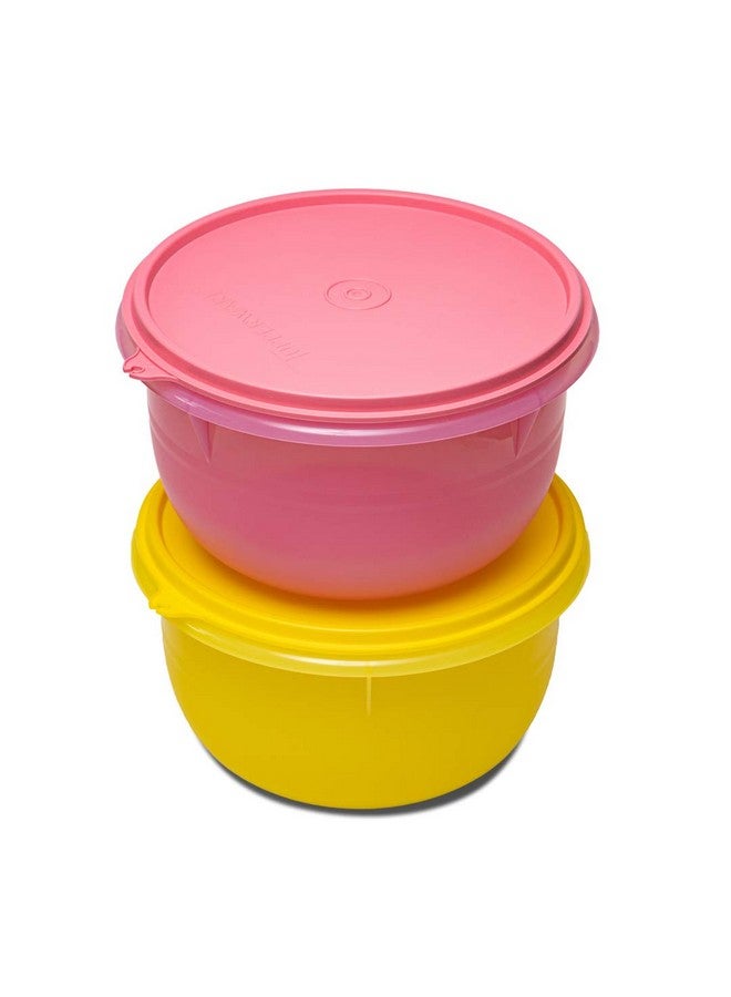 Tupperware Plastic Classic Bowl - 2L, 2 PC, Yellow, Pink - Image 1