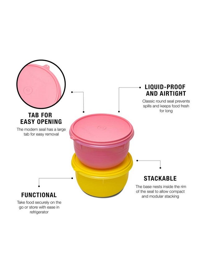 Tupperware Plastic Classic Bowl - 2L, 2 PC, Yellow, Pink - Image 5