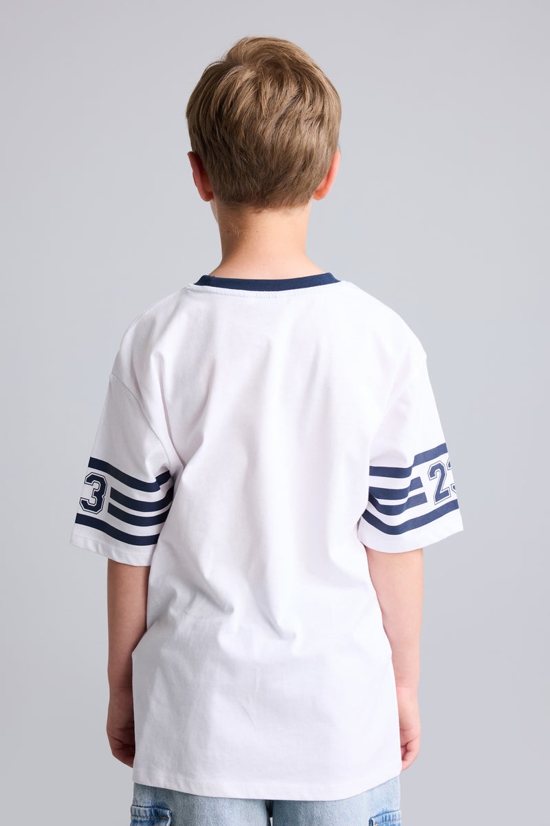 DeFacto White Boy Boy New Regular Fit Crew Neck Printed White T-Shirt Casual - Image 5