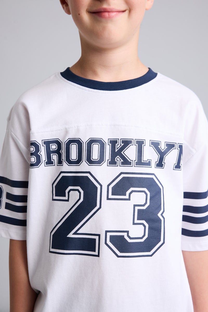 DeFacto White Boy Boy New Regular Fit Crew Neck Printed White T-Shirt Casual - Image 4