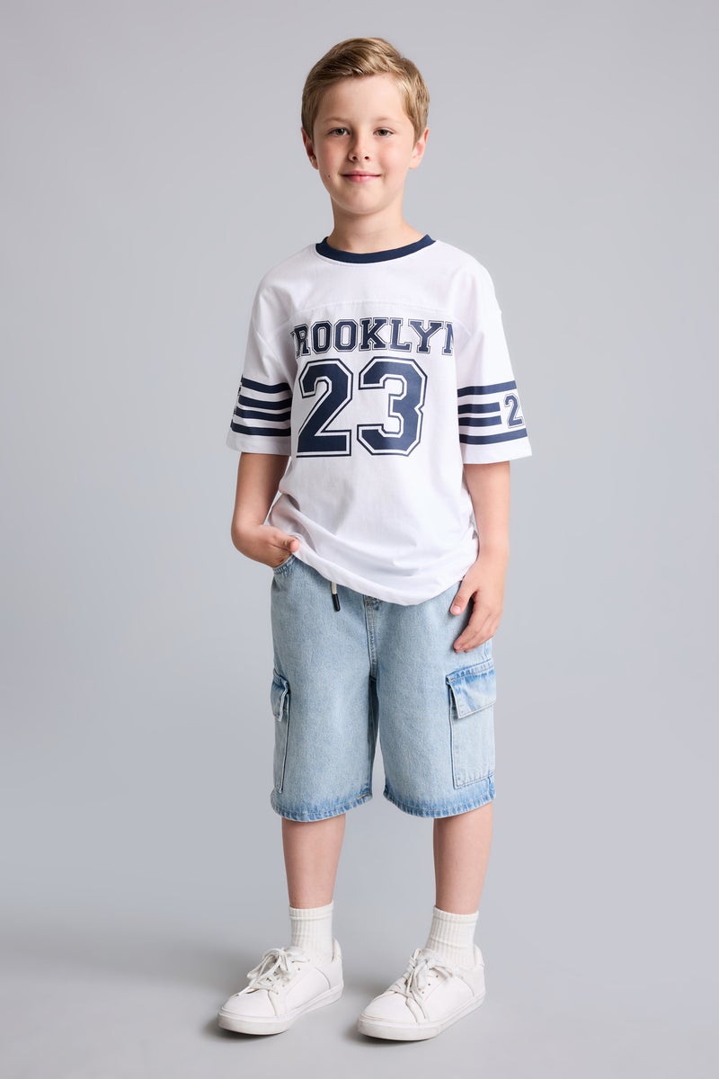 DeFacto White Boy Boy New Regular Fit Crew Neck Printed White T-Shirt Casual - Image 2