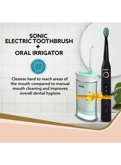 AGARO AGARO Cosmic Plus Sonic Toothbrush Black & Ultra Travel Portable Oral Irigator 180 ML Black, Combo  - Image 2
