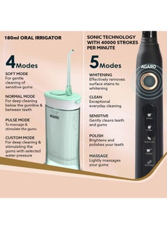 AGARO AGARO Cosmic Plus Sonic Toothbrush Black & Ultra Travel Portable Oral Irigator 180 ML Black, Combo  - Image 5