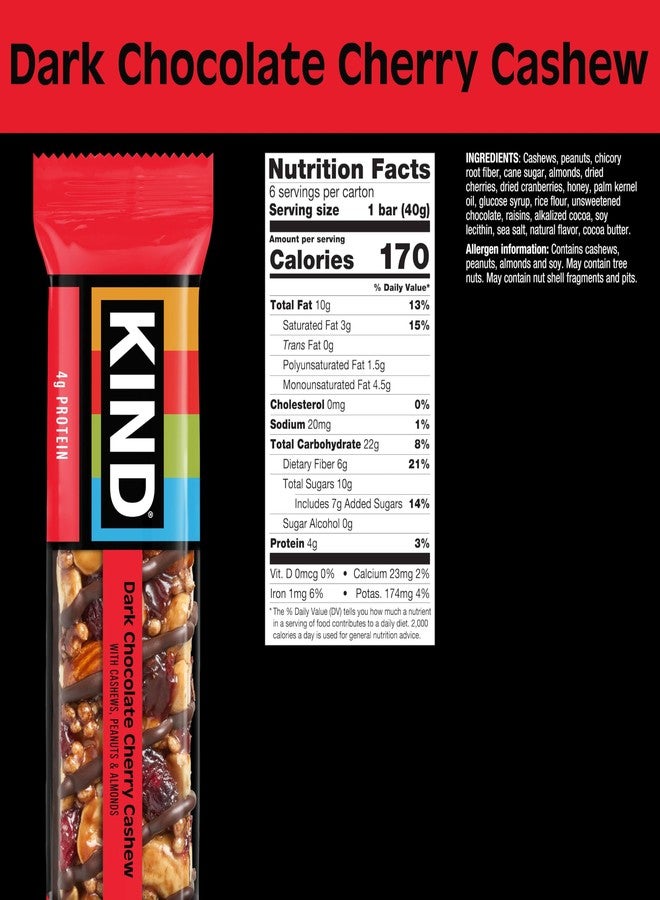 KIND Nut Bars, Dark Chocolate Cherry Cashew, Healthy Snacks, Gluten Free, 4g Protein, 36 Count - Image 2