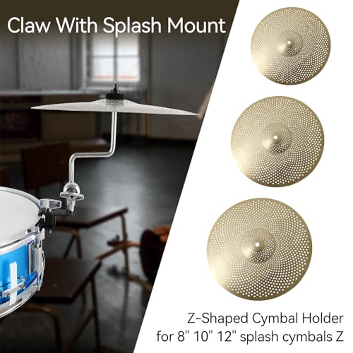 RANMING Cymbal Clamps Arm Drum Hoop Mount Cymbal Clamp for Snare Drums and Toms Drum Set Clamp with Z Splash Drum Hoop,Extension Mount for 8-12in Cymbals Cymbal Mounted Holder Percussion Accessories - Image 4