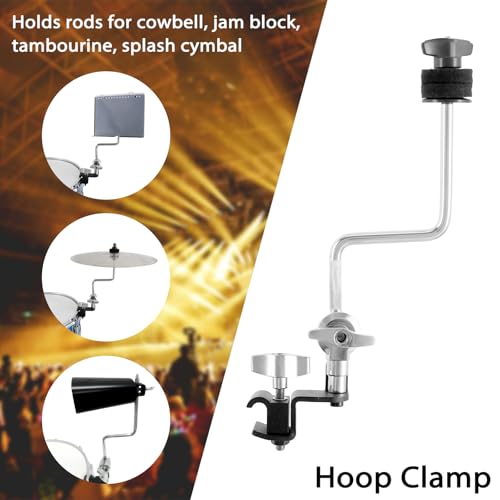 RANMING Cymbal Clamps Arm Drum Hoop Mount Cymbal Clamp for Snare Drums and Toms Drum Set Clamp with Z Splash Drum Hoop,Extension Mount for 8-12in Cymbals Cymbal Mounted Holder Percussion Accessories - Image 3