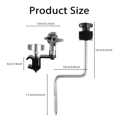 RANMING Cymbal Clamps Arm Drum Hoop Mount Cymbal Clamp for Snare Drums and Toms Drum Set Clamp with Z Splash Drum Hoop,Extension Mount for 8-12in Cymbals Cymbal Mounted Holder Percussion Accessories - Image 2