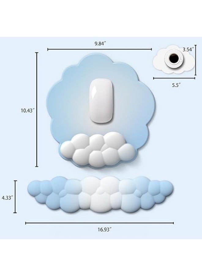 3 Piece Gradient Color Cloud Keyboard Wrist Rest and Mouse Wrist Rest Set Cloud Wrist Rest,Cloud Wrist Rest for Computer Keyboard and Mouse Pad with Wrist Rest Set