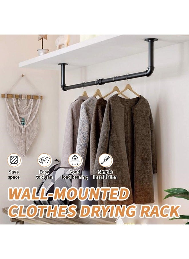 All Metal Wall Mounted Clothes Rack with 145 lbs Load Stable & Durable Clothes Hanger Expandable Clothes Drying Rack for Small Spaces Waterproof & Rust-proof Coat Rack for Home, Patio, Garage Use 41.7x9.84in Black  - Image 2