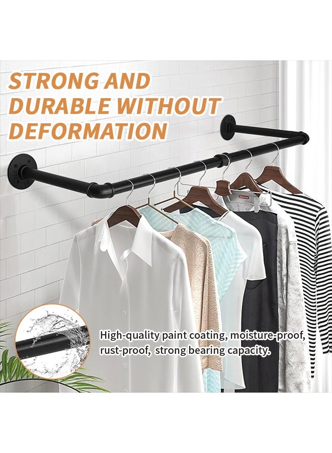 All Metal Wall Mounted Clothes Rack with 145 lbs Load Stable & Durable Clothes Hanger Expandable Clothes Drying Rack for Small Spaces Waterproof & Rust-proof Coat Rack for Home, Patio, Garage Use 41.7x9.84in Black  - Image 4