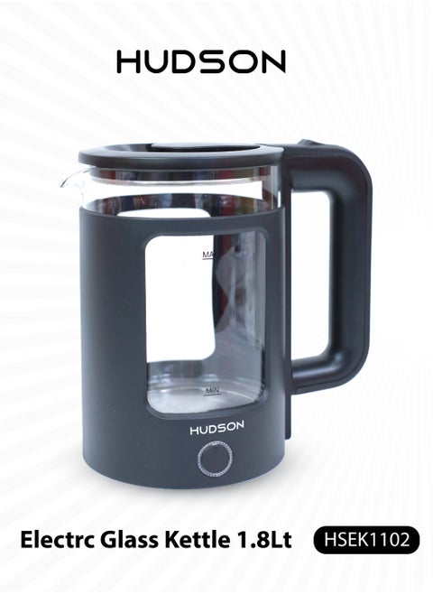 HUDSON Glass Electric Kettle 1.8 Liter/1500 W, Automatic Power Off & Triple Safety Protection with 360 Degree Rotation HSEK1102