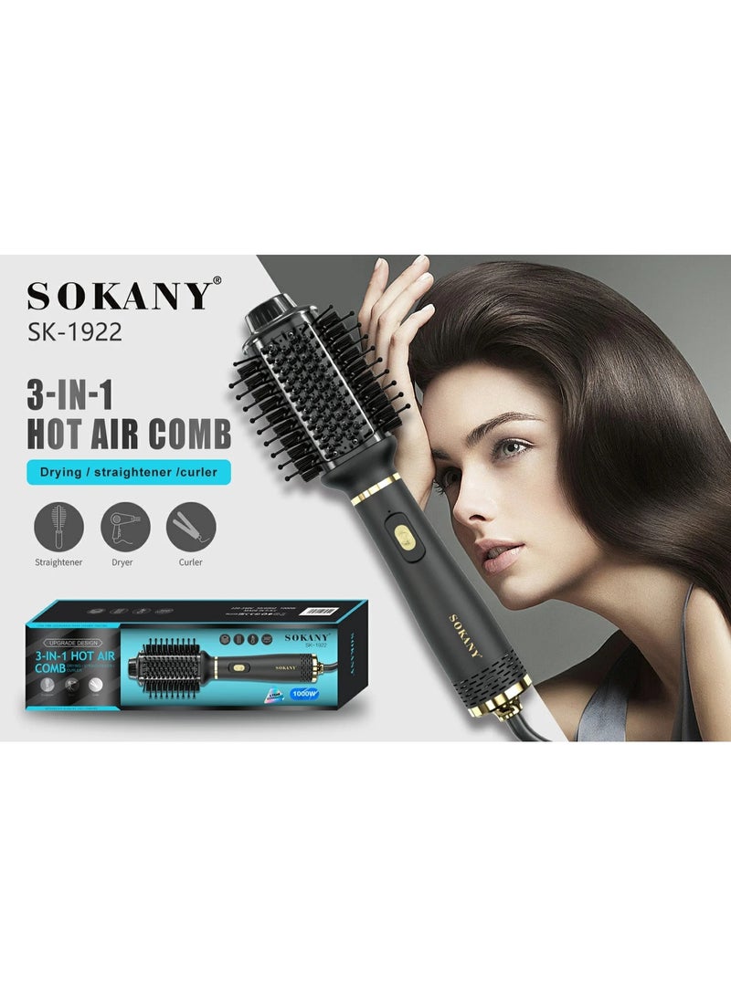 Sokany SK-1922 3-in-1 Hair Styler & Dryer Brush - 1000W - Heat-Resistant Bristles - Multi-Functional Styling - Image 3