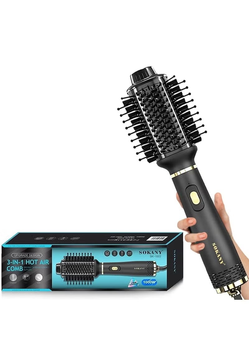 Sokany SK-1922 3-in-1 Hair Styler & Dryer Brush - 1000W - Heat-Resistant Bristles - Multi-Functional Styling - Image 1