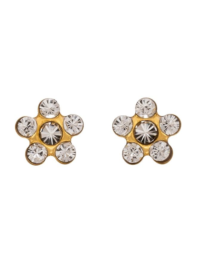 Daisy April Crystal 24K Pure Gold Plated Ear Studs