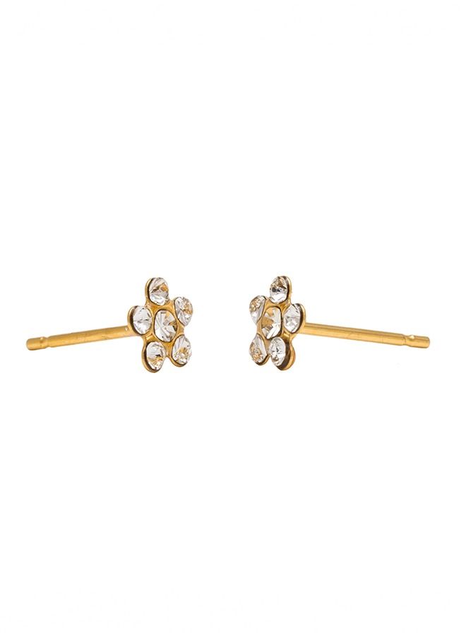 Daisy April Crystal 24K Pure Gold Plated Ear Studs