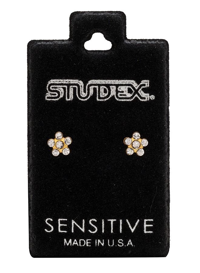 Daisy April Crystal 24K Pure Gold Plated Ear Studs