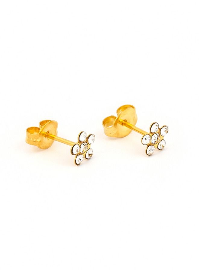 Daisy April Crystal 24K Pure Gold Plated Ear Studs